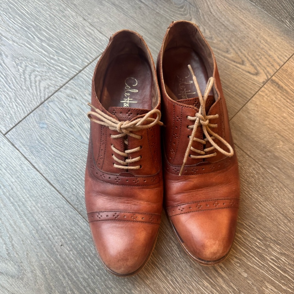 Cole Haan Brown Leather Oxford Shoes Classic Design